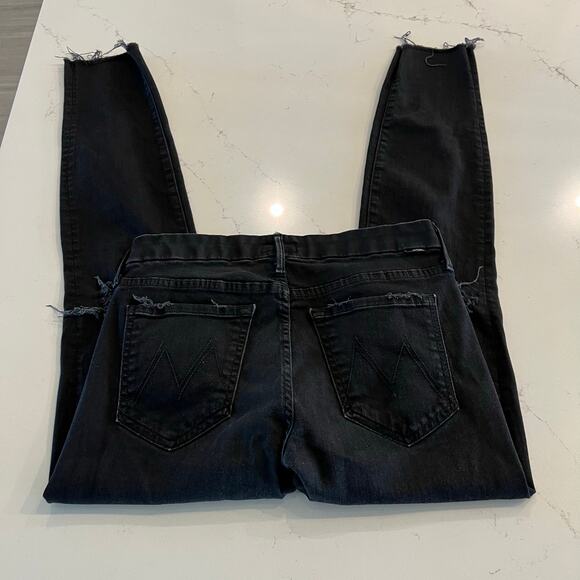 Mother Looker Ankle Fray Black Jeans in‎ Guilty As Sin Size 26 - Picture 6 of 13